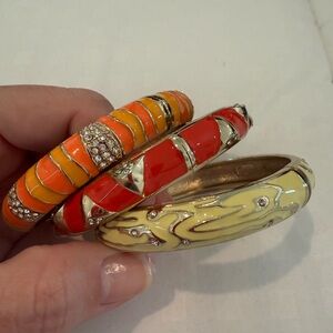 Nordstrom x sequin gold enamel crystal hinged bangle bracelets set of 3